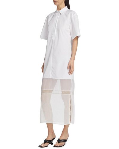 Helmut Lang Combo Poplin Shirtdress - White