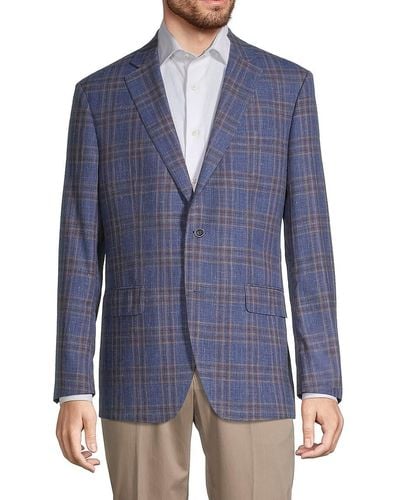 Saks Fifth Avenue Saks Fifth Avenue Modern Fit Wool, Silk, & Linen Sportcoat - Blue