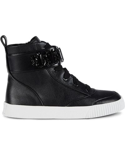 Karl Lagerfeld Jeren Embellished Leather High-top Sneakers - Black