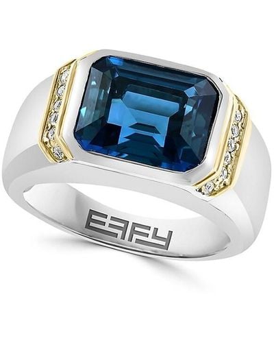 Effy 18K Goldplated, Sterling & Topaz Ring - Blue