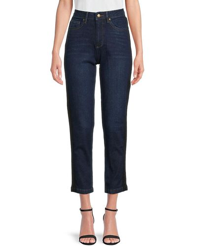 Karl Lagerfeld Straight Leg High Rise Cropped Jeans - Blue