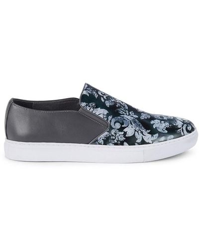 Robert Graham Riverland Floral Leather Slip-on Sneakers - Gray