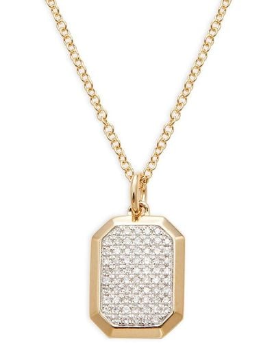 Saks Fifth Avenue 14k Yellow Gold & 0.15 Tcw Pavé Diamond Dog Tag Necklace - Metallic