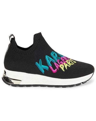 Karl Lagerfeld Mirren Embroidery Low Top Slip On Sneakers - Black