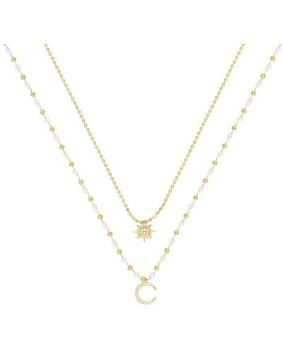 Ettika Interstellar 18k Goldplated, Faux Pearl & Cubic Zirconia Layered Necklace - White