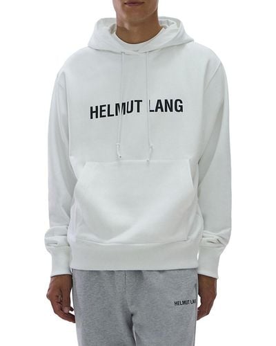 Helmut Lang Core Logo Drawstring Hoodie - Grey