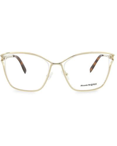Alexander McQueen 55mm Cat Eye Eyeglasses - Metallic
