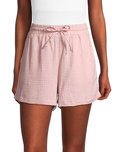 C&C California Cotton Gauze Drawstring Shorts - Pink