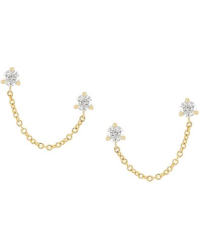 Saks Fifth Avenue Saks Fifth Avenue 14k & 0.20 Tcw Diamond Double Piercing Earrings - Metallic