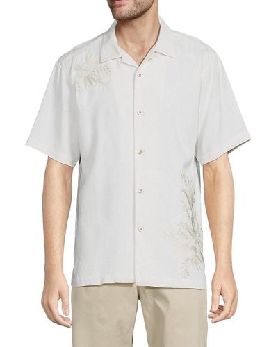 Tommy Bahama El Dorado Floral Embroidered Silk Camp Shirt - White