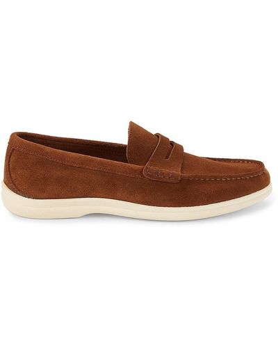 Johnston & Murphy Marlow Suede Penny Loafers - Brown