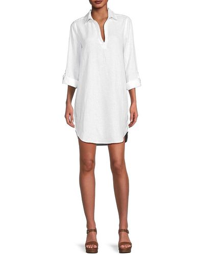 Saks Fifth Avenue 100% Linen Mini Dress - White