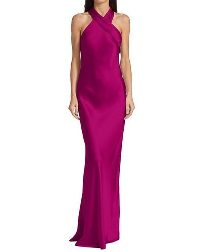 Galvan London Pandora Asymmetrical Bias Cut Dress - Pink