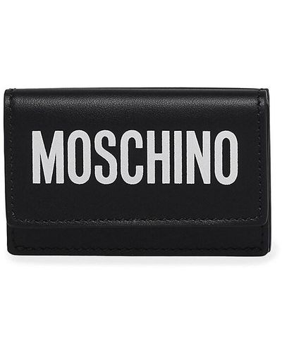 Moschino Logo Tri-Fold Leather Wallet - Black