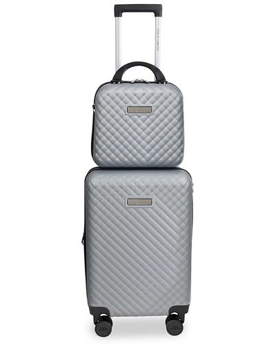 Vince Camuto 2-piece Teagan Quilted Texture Hard Sided Spinner Suitcase Set - Grey