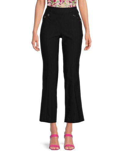 Nanette Lepore Flat Front Flared Trousers - Black