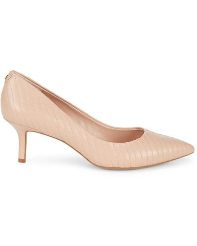 Karl Lagerfeld Rosette Leather Point Toe Pumps - Natural