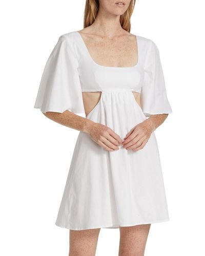 Matthew Bruch Cotton Cut-out Minidress - White
