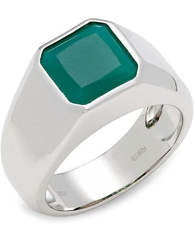 Effy Sterling Silver & Green Onyx Signet Ring - Blue