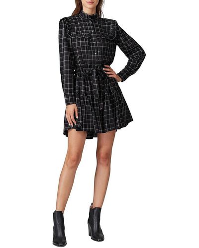 Rebecca Taylor Plaid Mini Shirt Dress - Black