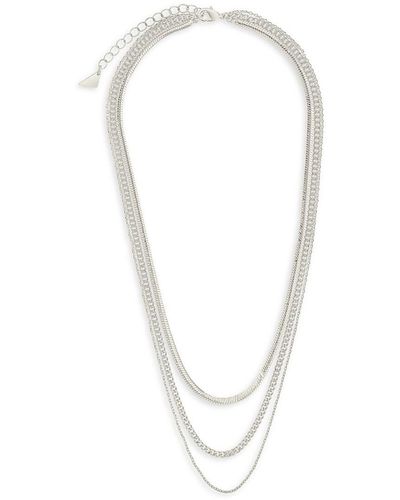 Sterling Forever Brenna Rhodium-plated Layered Chain Necklace - White
