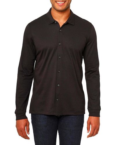 VELLAPAIS Solid Button Down Shirt - Black
