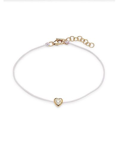 Saks Fifth Avenue 14k Yellow Gold & 0.09 Tcw Diamond Heart Bezel String Bracelet - White