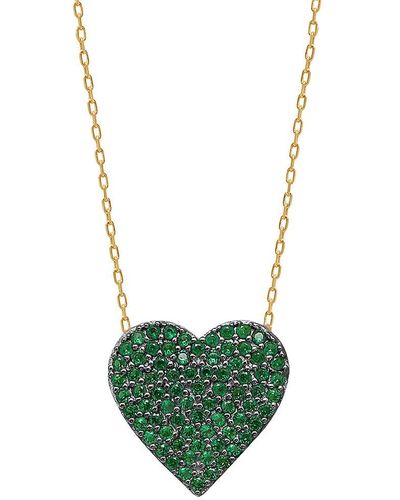 Gabi Rielle Love & Protection 14K Vermeil, Heart & Cubic Zirconia Necklace - Green