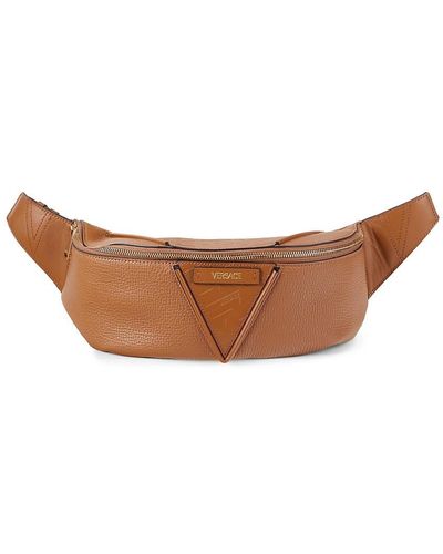 Versace Logo Leather Belt Bag - Brown