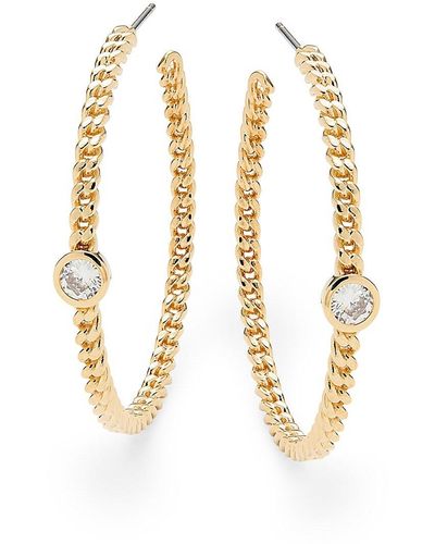Adriana Orsini Shimmer 18k Goldplated & Cubic Zirconia Half Hoop Earrings - Metallic