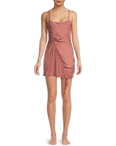 Free People Be My Mini Ruched Slip Dress - Red
