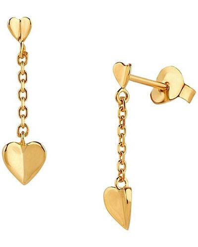 Luv Aj 14k Goldplated Double Heart Drop Earrings - Metallic