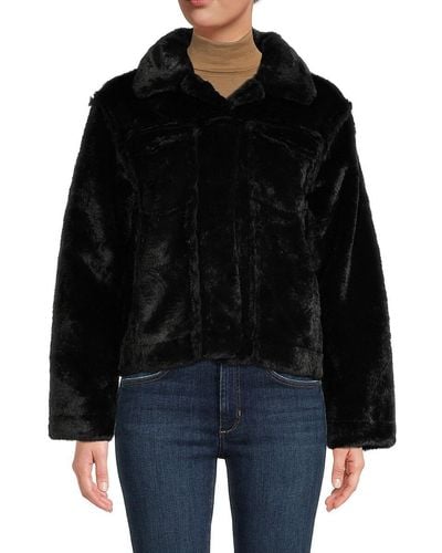 Saks Fifth Avenue Saks Fifth Avenue Faux Fur Trucker Jacket - Blue