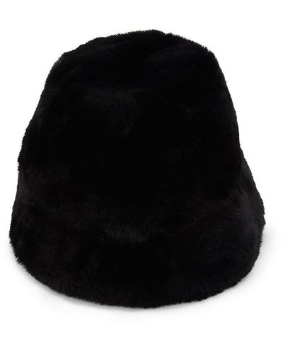Adrienne Landau Faux Fur Bucket Hat - Black