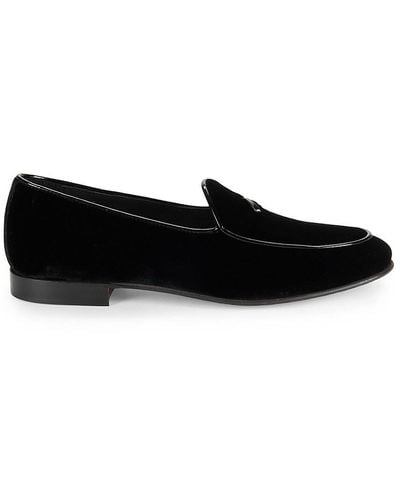 Saks Fifth Avenue Patent Trim Loafers - Black