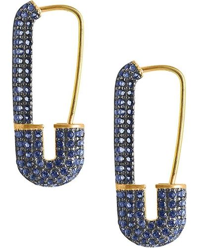 Gabi Rielle 22K Vermeil & Cubic Zirconia Safety Pin Earrings - Metallic