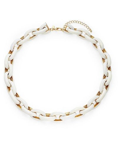 Kenneth Jay Lane Yellow Gold Plated & Enamel Chain Link Necklace - Natural