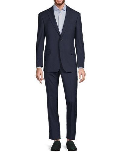 Saks Fifth Avenue Modern Fit Twill Wool Blend Suit - Blue