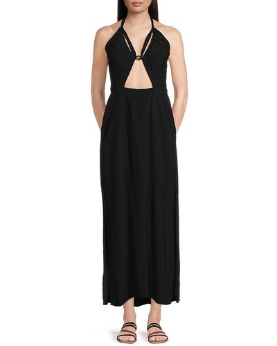 ViX Lida Halterneck Cutout Maxi Dress - Black