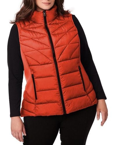 Bernardo Plus Solid Quilted Puffer Vest - Red
