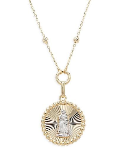 Saks Fifth Avenue 14K Two Tone Guadalupe Pendant Necklace - Metallic
