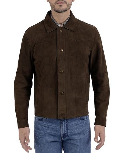 Frye 'Taupe Goat Suede Snap Shacket - Brown