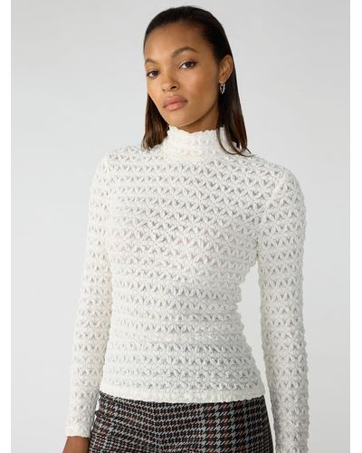 Sanctuary Lace Mock Neck Top Milk - White