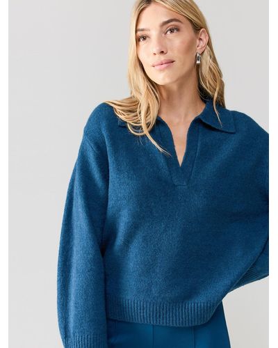 Sanctuary Johnny Collared Sweater Blue Jewel