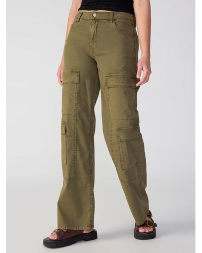 Sanctuary Low Slung Y2k Standard Rise Cargo Pant Mossy Green - Pink