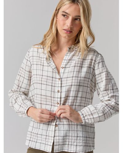 Sanctuary As You Are Button Front Shirt Graphic Windowpane - Gray