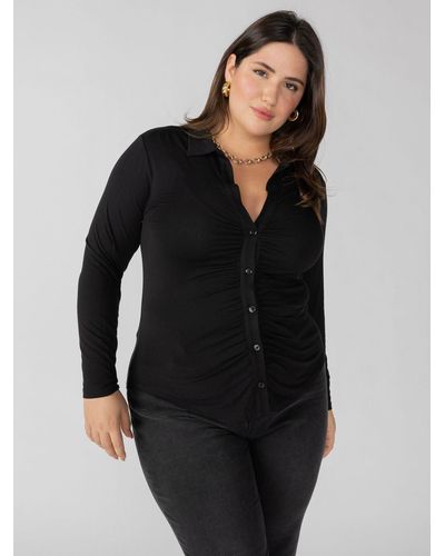 Sanctuary Dreamgirl Knit Button Up Top Black Inclusive Collection