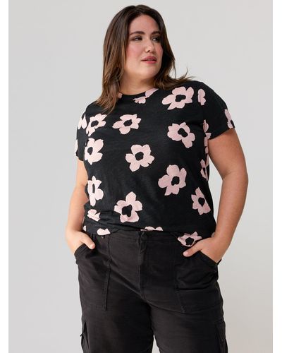 Sanctuary The Perfect Tee Rose Smoke Flower Pop Inclusive Collection - Black
