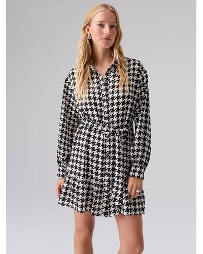 Sanctuary Tiered Shirt Dress Pulse Houndstooth - Multicolor