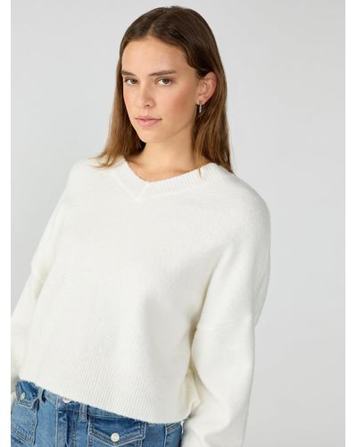 Sanctuary Easy Breezy V-neck Pullover Sweater Milk - White